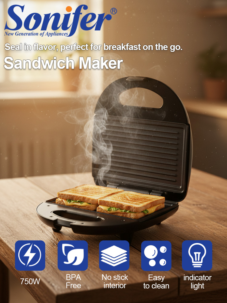 Sandwich Press Panini - Sandwichmaker Sonifer SF-6173 750W Non Stick