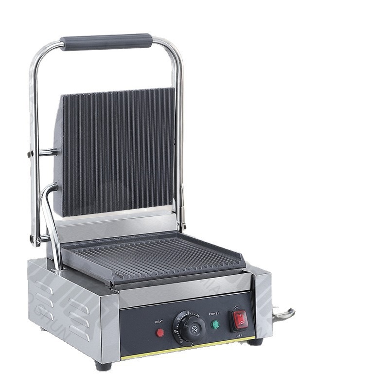 Sandwich Press Panini - Commerciële elektrische grillpers, volledig platte geribbelde